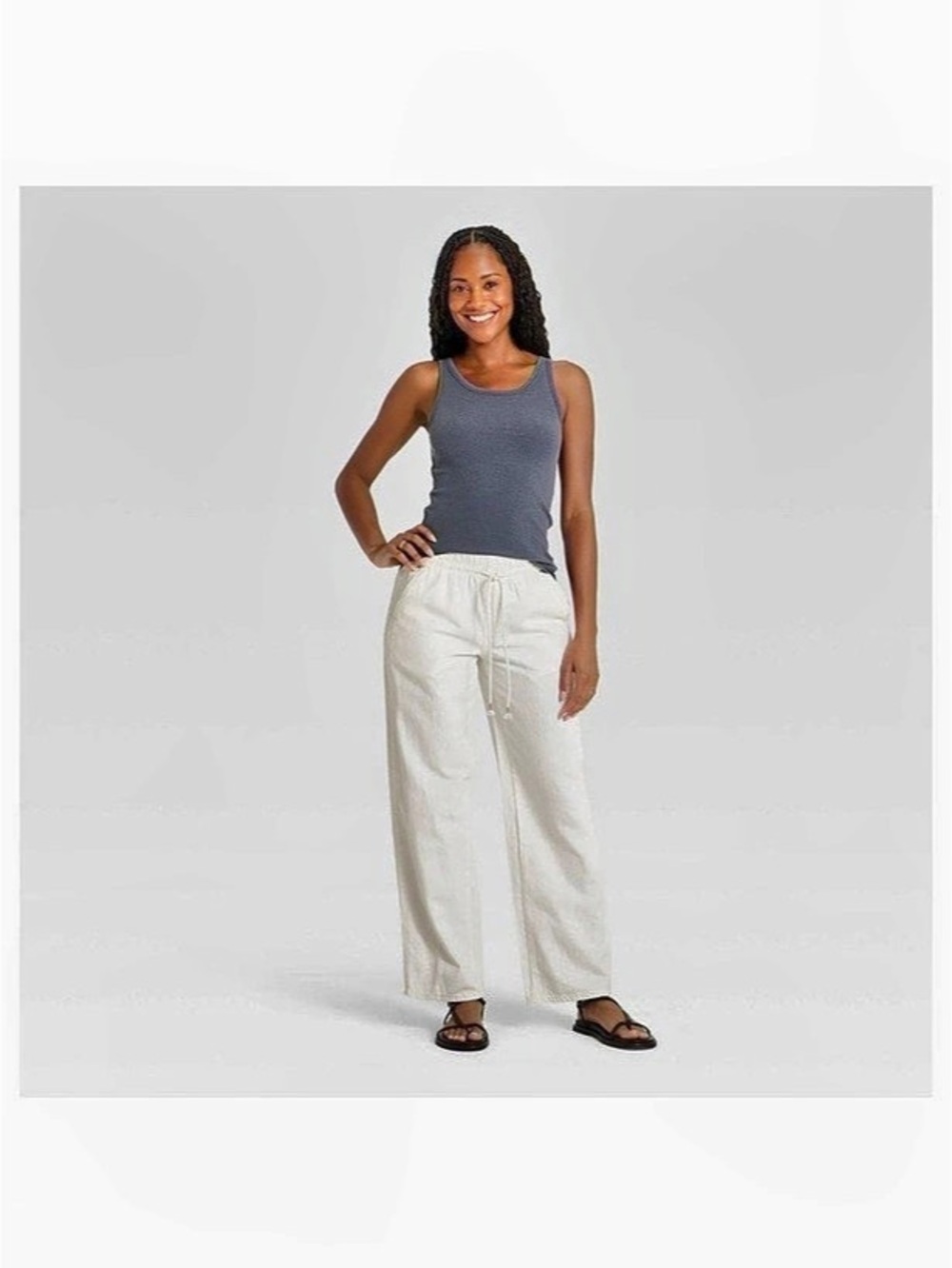 Universal Thread Women's Mid-Rise Wide Leg Pull-On Pants Wide Leg Pants in White